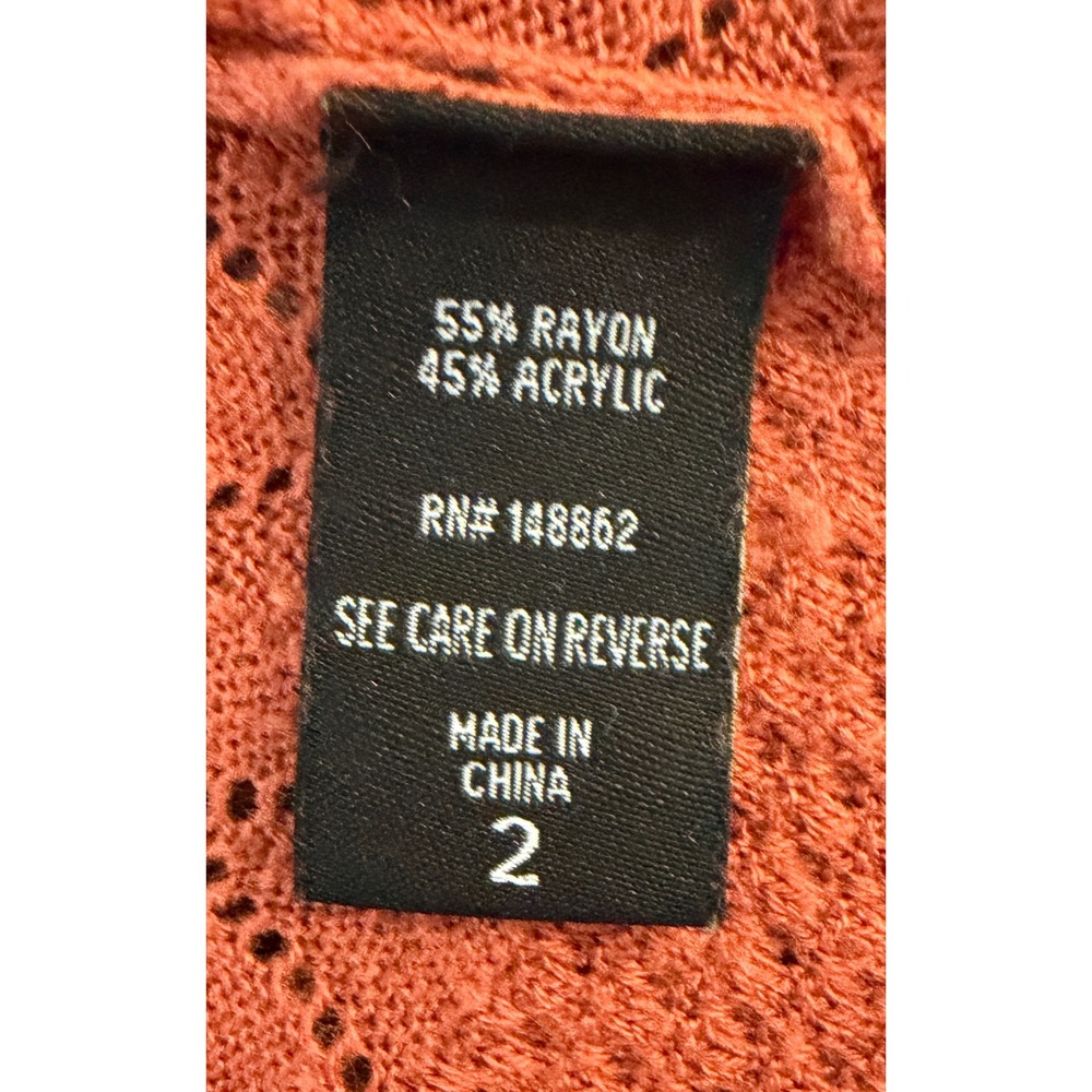 Torrid Womens Terracotta Orange Pointelle Knit Open Front Duster Cardigan 2 2X - Picture 4 of 7
